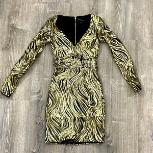 Black with gold sequins dress!